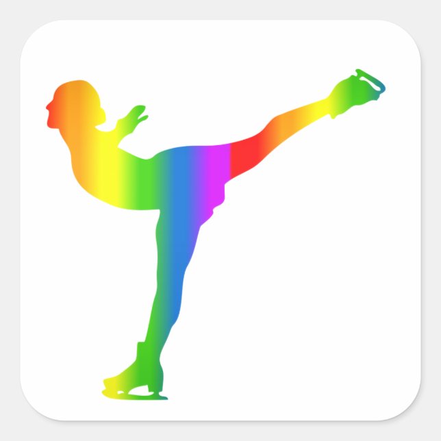 Cuadrada Pegatina de Bunter Eiskunstlauf Regenbogen (Anverso)