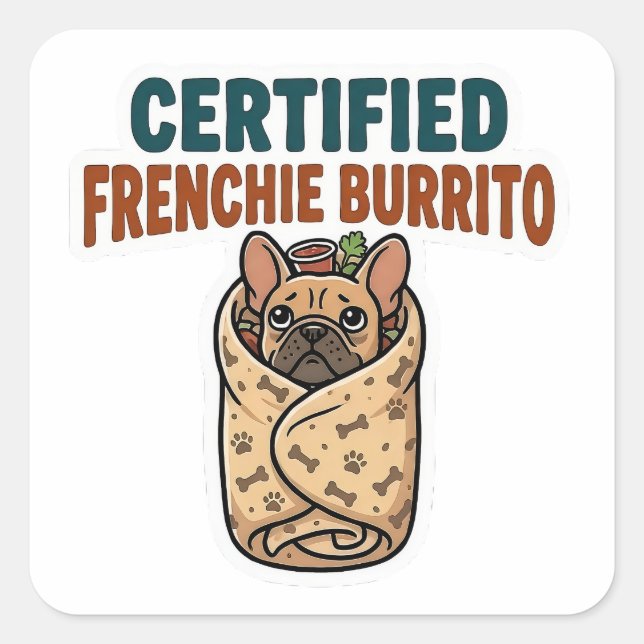 Cuadrada Pegatina de Burrito Francés Certificado (Anverso)