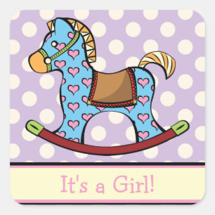 Cuadrada Pegatina De Caballos De Delight Hearts Rocking