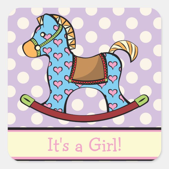 Cuadrada Pegatina De Caballos De Delight Hearts Rocking (Anverso)