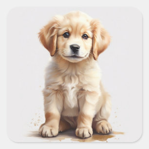 Cuadrada Pegatina de Cachorro de Alumnos de Oro