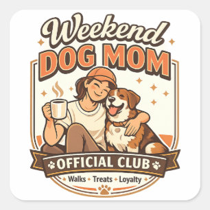 Cuadrada Pegatina de cachorro del club oficial de mamá de p