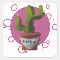 Pegatina de cactus de abrazos libres