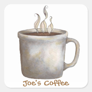Cuadrada Pegatina de café