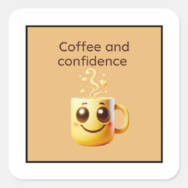 Cuadrada Pegatina De Café Y Confianza