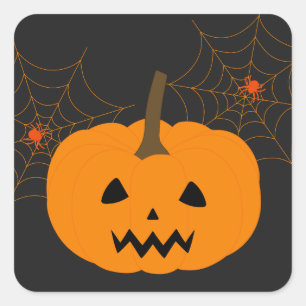 Cuadrada Pegatina de calabaza de Halloween