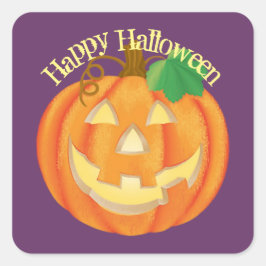 Cuadrada Pegatina de calabaza tallada en Halloween