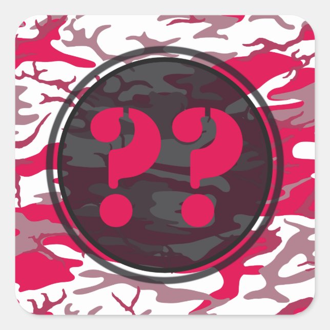 Cuadrada Pegatina de camo rojo con símbolos Personalizados (Anverso)