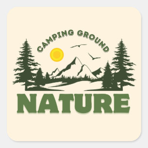 Cuadrada Pegatina de camping / al aire libre en negrita v