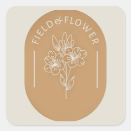 Cuadrada Pegatina de campo y flores