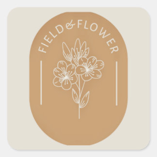 Cuadrada Pegatina de campo y flores