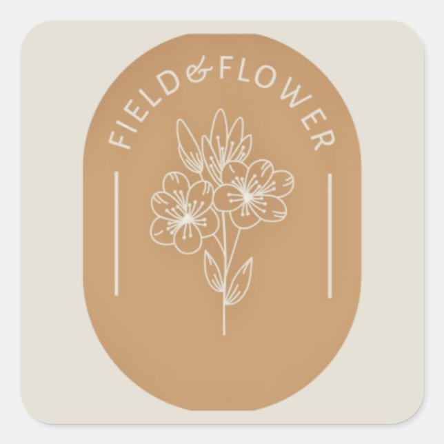 Cuadrada Pegatina de campo y flores (Anverso)