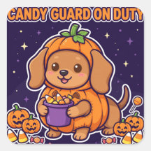 Pegatina de Candy Guard On Duty — Dachshund Pumpki
