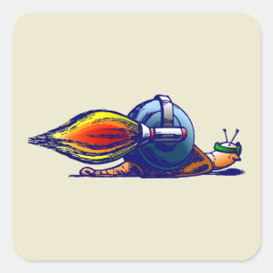 Cuadrada Pegatina de caracol cohete
