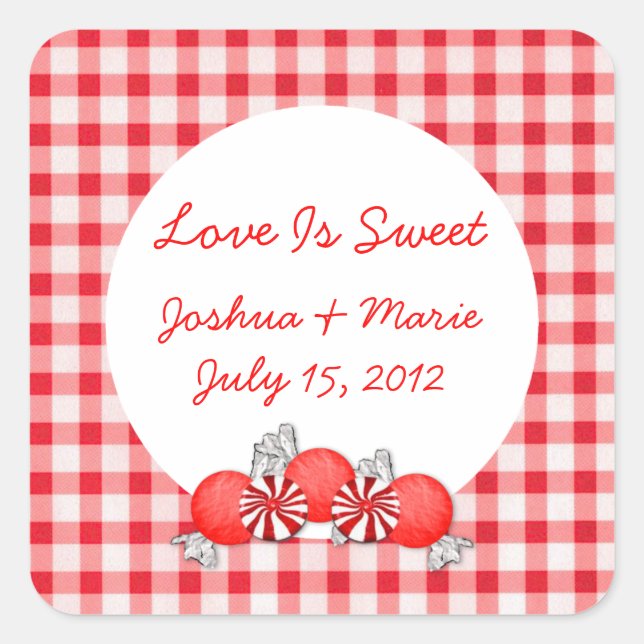 Cuadrada Pegatina de caramelos y bufés de candies (Anverso)