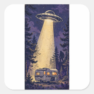 Cuadrada Pegatina de caravana de Abducción Alien