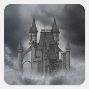 Cuadrada Pegatina de Castillo Oscuro