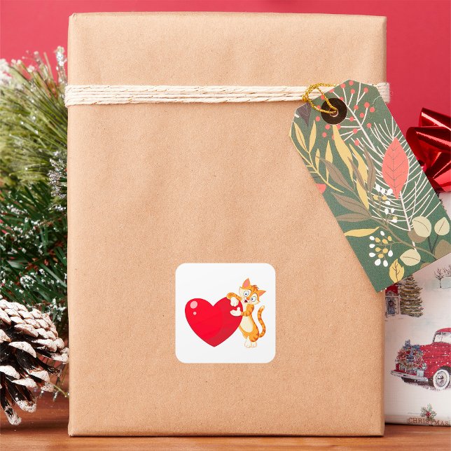 Cuadrada Pegatina de Cat Love Square (Subido por el creador)