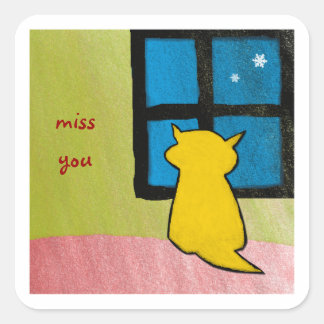 Cuadrada Pegatina de Cat Square de Miss You Baby