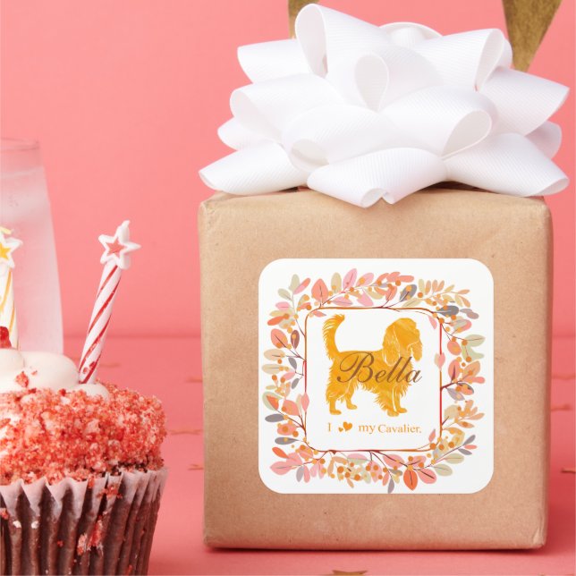 Cuadrada Pegatina de Cavalier - Regalo personalizado de col (Fiesta)
