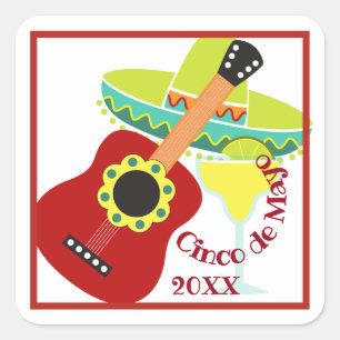 Cuadrada Pegatina de celebración del Cinco de Mayo