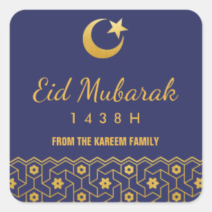 Cuadrada Pegatina de celebración del Eid con patrón islámic