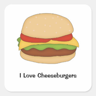 Cuadrada Pegatina de Cheeseburger