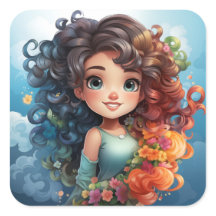 Pegatina de chica Cute