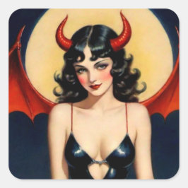 Cuadrada Pegatina de Chica del diablo