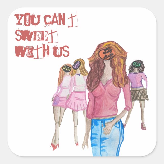 Cuadrada Pegatina de Chicas de Jelly Bean (Anverso)