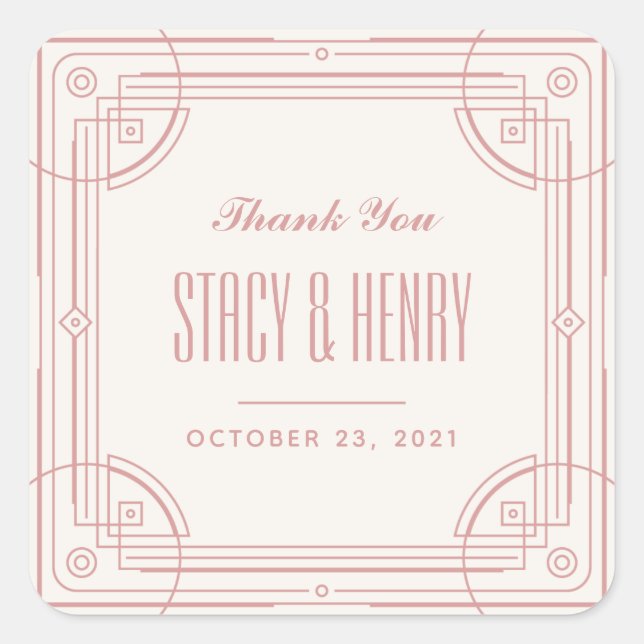 Cuadrada Pegatina de cierre del Boda del marco de decoració (Anverso)