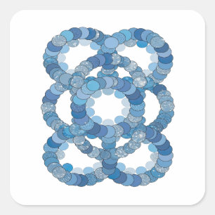 Cuadrada Pegatina de círculos de hielo azul juguetones