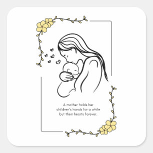 Cuadrada Pegatina de citas de amor de madre
