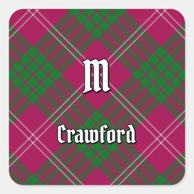 Cuadrada Pegatina de Clan Crawford Tartan Square (Anverso)