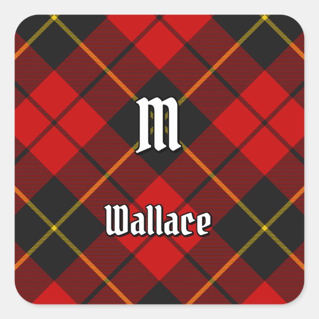 Cuadrada Pegatina de Clan Wallace Tartan Square (Anverso)