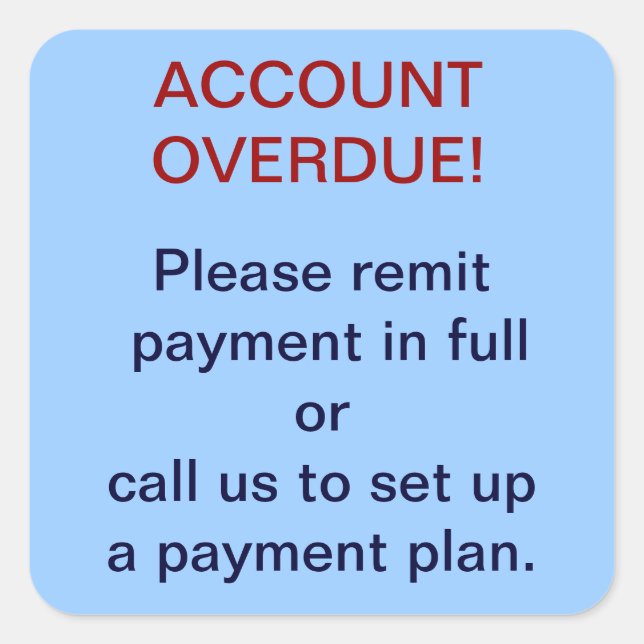 Cuadrada Pegatina de cobros sobredimensionados de cuentas (Anverso)