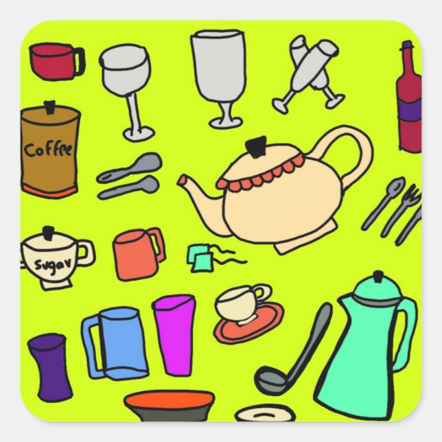 Cuadrada Pegatina de cocina (Anverso)