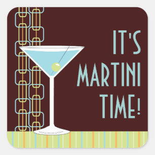 Cuadrada Pegatina de cócteles Retro Martini