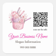 Pegatina de código QR del negocio de catering Pink