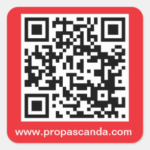 Cuadrada Pegatina de código QR (fondo rojo)