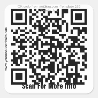 Cuadrada pegatina de código QR personalizado (plantilla de