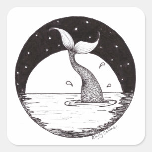 Cuadrada Pegatina de cola de sirena