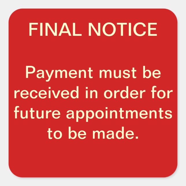 Cuadrada PEGATINA de colecciones de NOTIFICACIONES FINALES  (Anverso)