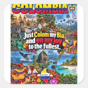 Cuadrada Pegatina de Colombia