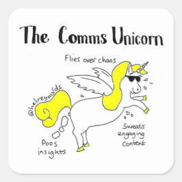 Cuadrada Pegatina de Comms Unicorn