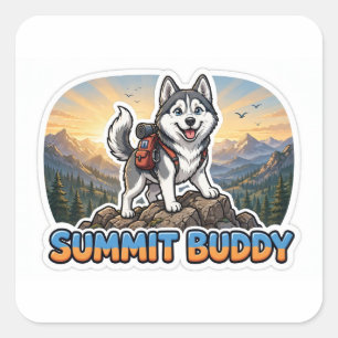 Cuadrada Pegatina de compañero de cima — Chaqueta de Huskie