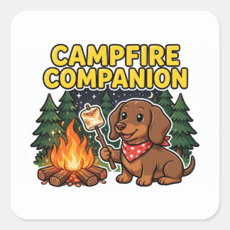 Cuadrada Pegatina de Compañero de Fuego — Bandana de Dachsh