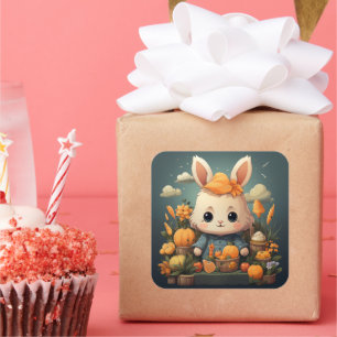 Cuadrada Pegatina de conejito