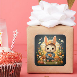 Cuadrada Pegatina de conejito