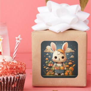 Cuadrada Pegatina de conejito